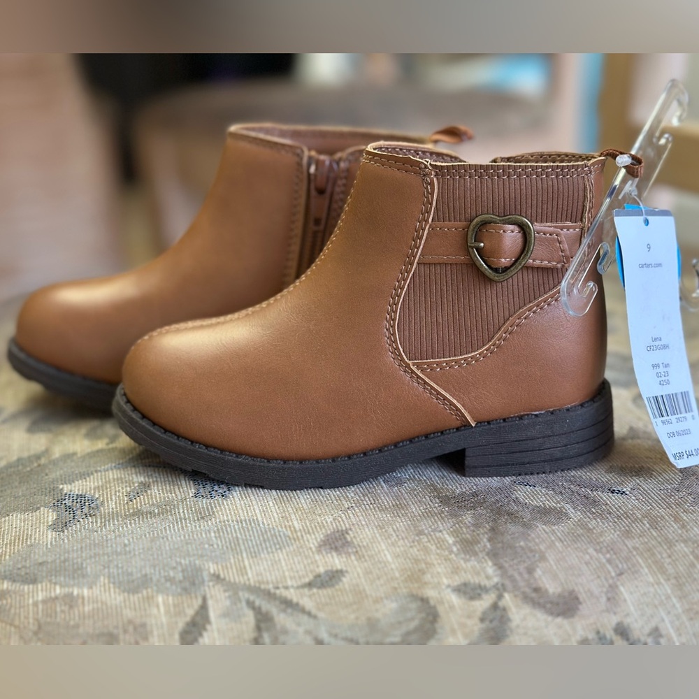NWT Carters Booties with Heart Buckle